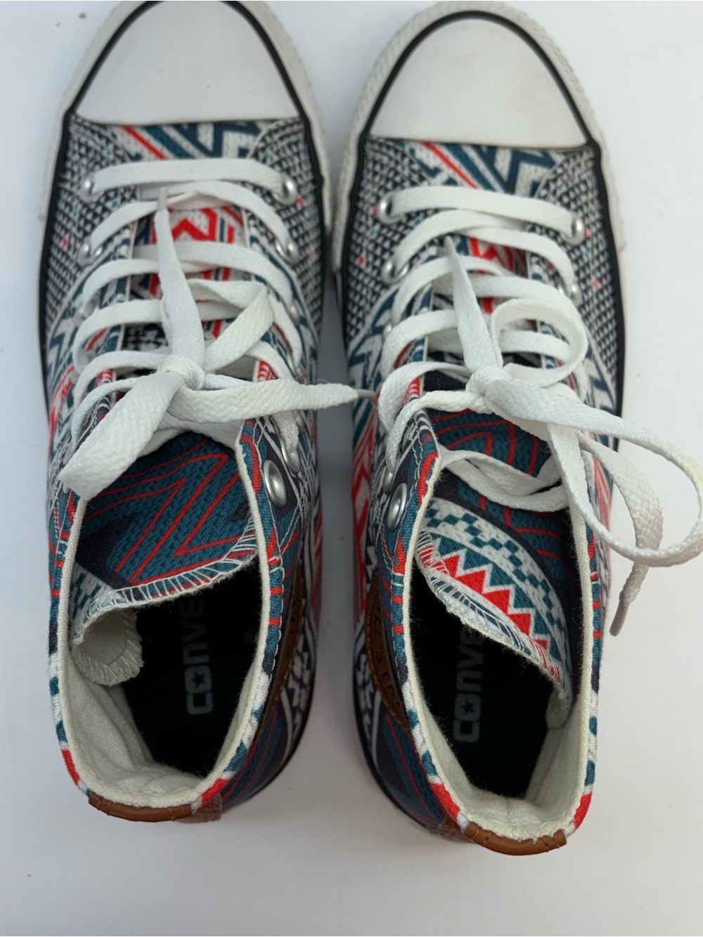 Converse Shoes M 6/W 8 Tribal Chevron Leather Chuck High Top Festival Geometric - Picture 7 of 9